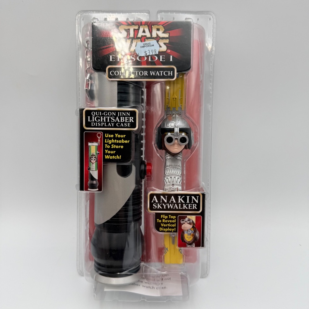 Star Wars Episode I Anakin Skywalker Watch Qui-Gon Jinn Lightsaber Case 1999